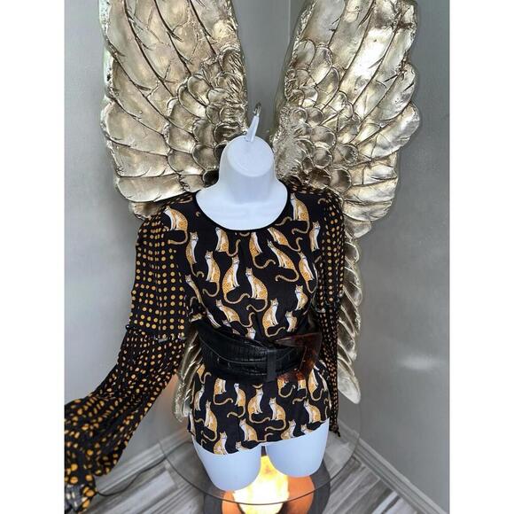 BL^NK Anthropologie Women’s Leopard Long Sleeve Blouse SZ Medium - Picture 6 of 9